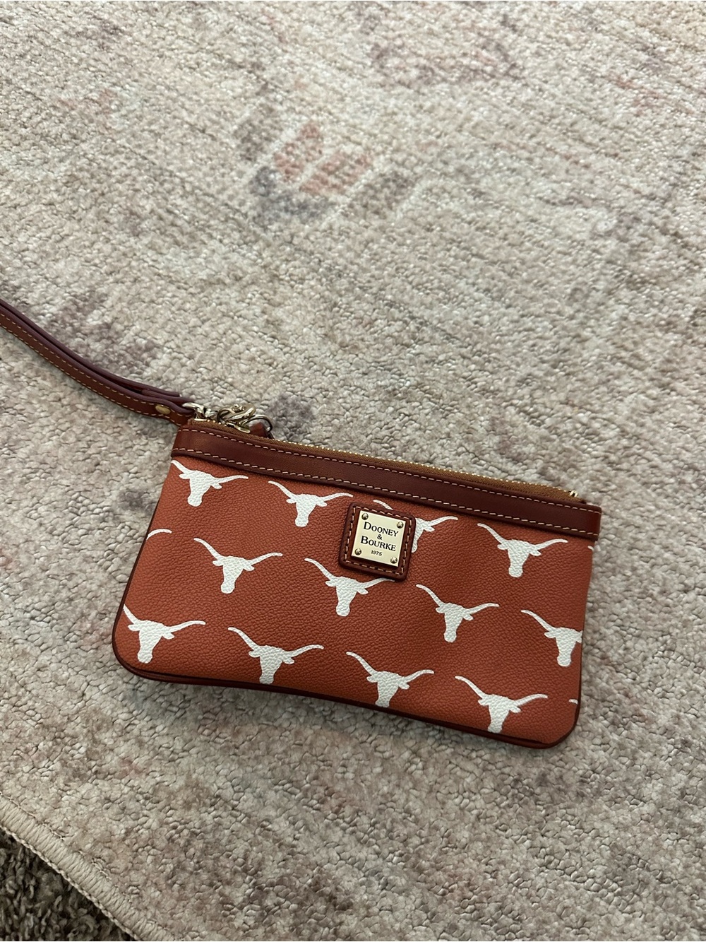 Dooney & Bourke Brown and White Longhorn Print Wristlet